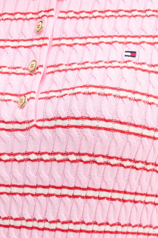 Tommy Hilfiger úpletové tričko dámske bavlnené WW0WW49613 ružová