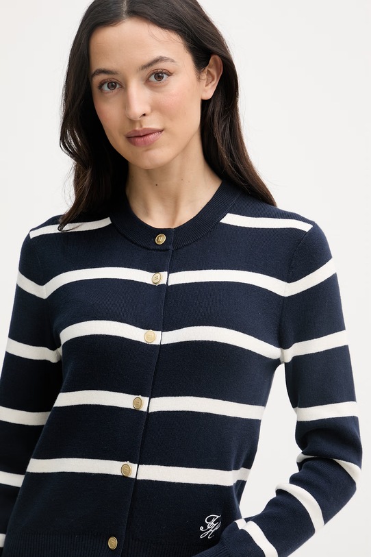 Tommy Hilfiger kardigan ženski bombažen mornarsko modra WW0WW49617