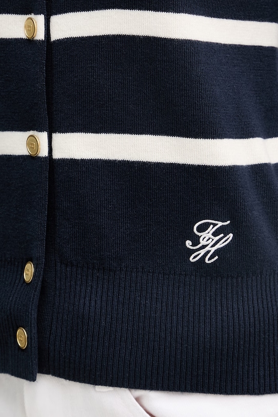 Tommy Hilfiger kardigan ženski bombažen WW0WW49617 mornarsko modra