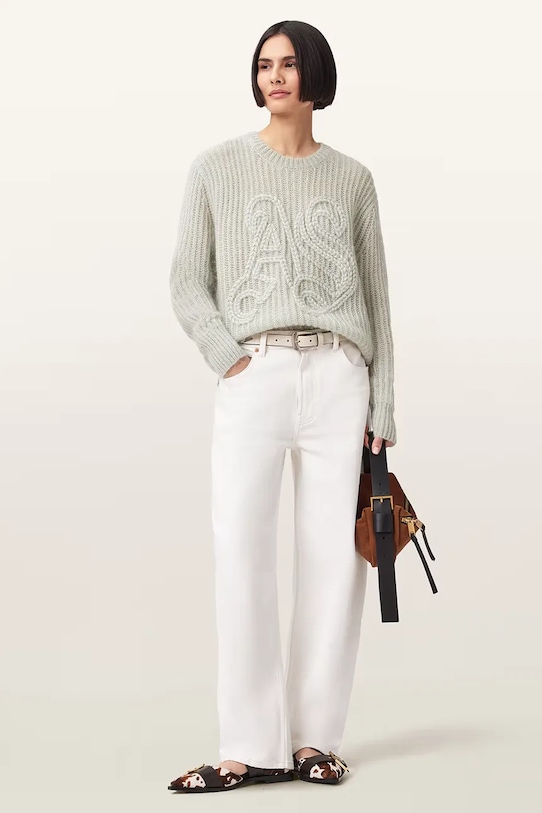 Odzież AllSaints sweter z dodatkiem wełny CHAIN W039KE szary