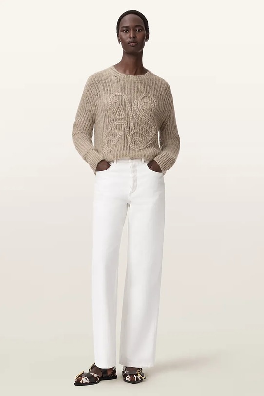 Odzież AllSaints sweter z dodatkiem wełny CHAIN W039KE beżowy