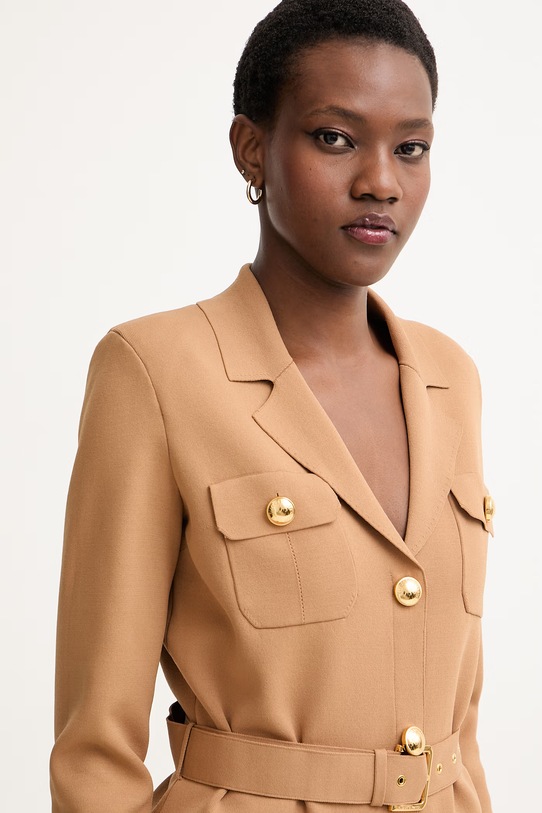 Elisabetta Franchi σακάκι γυναικείο με βισκόζη μπεζ MK10B62E2