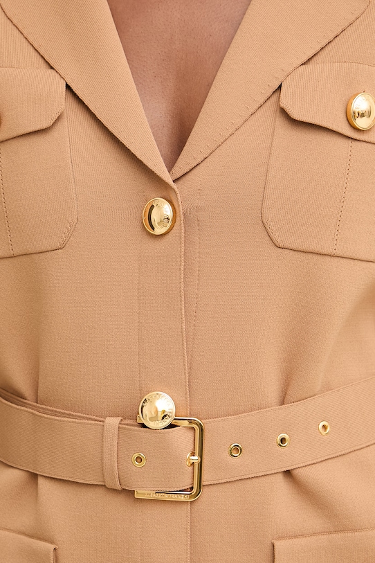 Elisabetta Franchi σακάκι γυναικείο με βισκόζη MK10B62E2 μπεζ