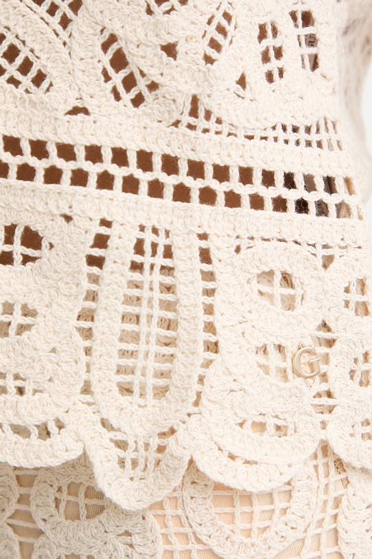 Guess crop top damski bawełniany OCTAVIA W6GR13.Z0597 beżowy