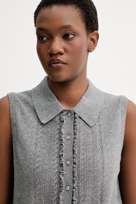 Levi's vestă SUPER SOFT MINI RUFFLE VEST gri 005A7