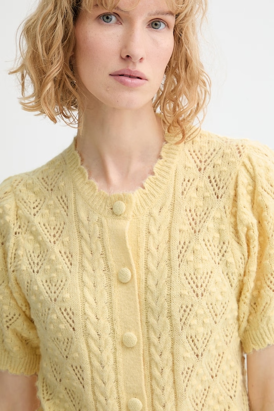 Levi's kardigan z domieszką wełny PAULINE POINTELLE SS żółty 005A8