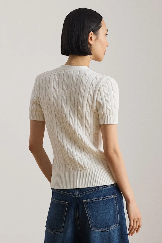 Lauren Ralph Lauren sweter rozpinany damski bawełniany 200P08808 biały SS26