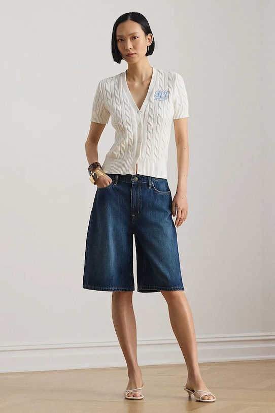 Lauren Ralph Lauren sweter rozpinany damski bawełniany 200P08808 biały