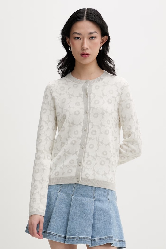 Marimekko kardigan damski z dodatkiem wełny szary 095027