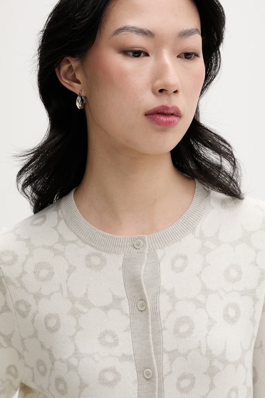 Marimekko kardigan damski z dodatkiem wełny szary 095027