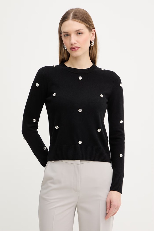 MAX&Co. sweter z dodatkiem wełny MCOPATTINO okrągły czarny 2616361021200