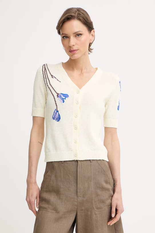 Max&Co. kardigan damski z bawełną MCORANCH beżowy 2616341023200