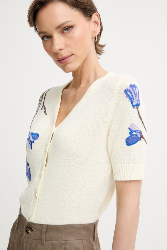 Max&Co. kardigan damski z bawełną MCORANCH beżowy 2616341023200