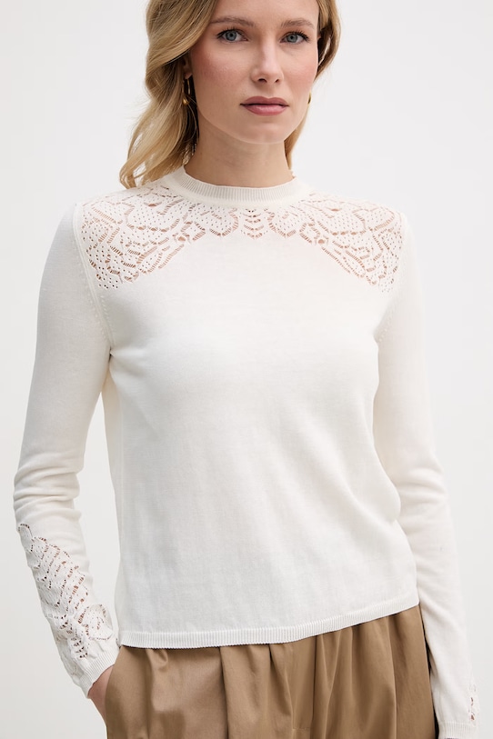 Max&Co. sweter damski bawełniany MCONATALE beżowy 2616361033200