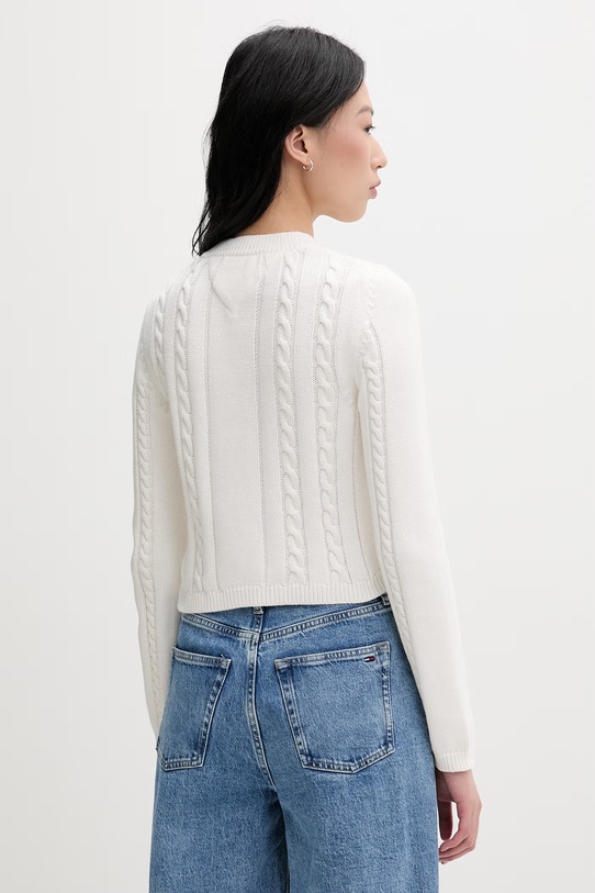 Ρούχα Tommy Jeans πουλόβερ γυναικείο βαμβακερό DW0DW22301 μπεζ