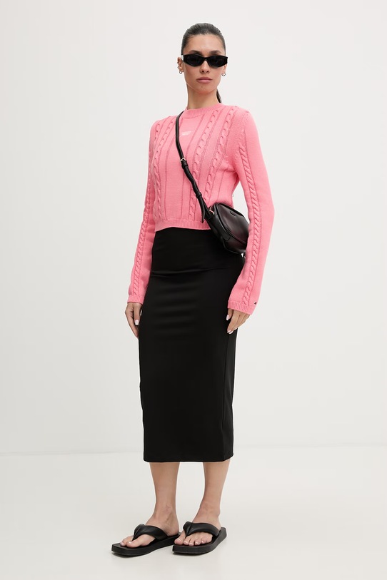 Tommy Jeans sweter damski bawełniany DW0DW22301 różowy SS26