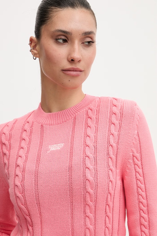 Tommy Jeans sweter damski bawełniany różowy DW0DW22301