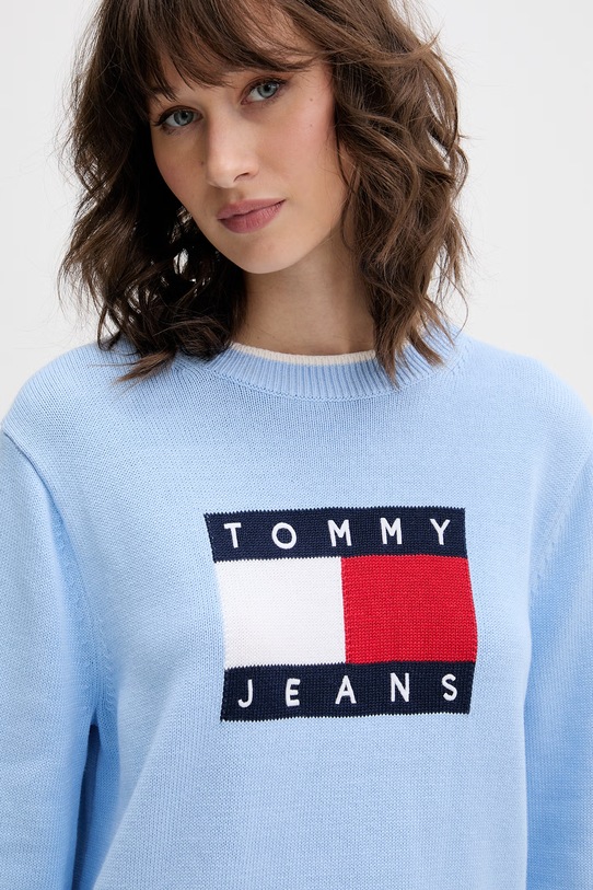 Tommy Jeans sweter damski bawełniany niebieski DW0DW22316