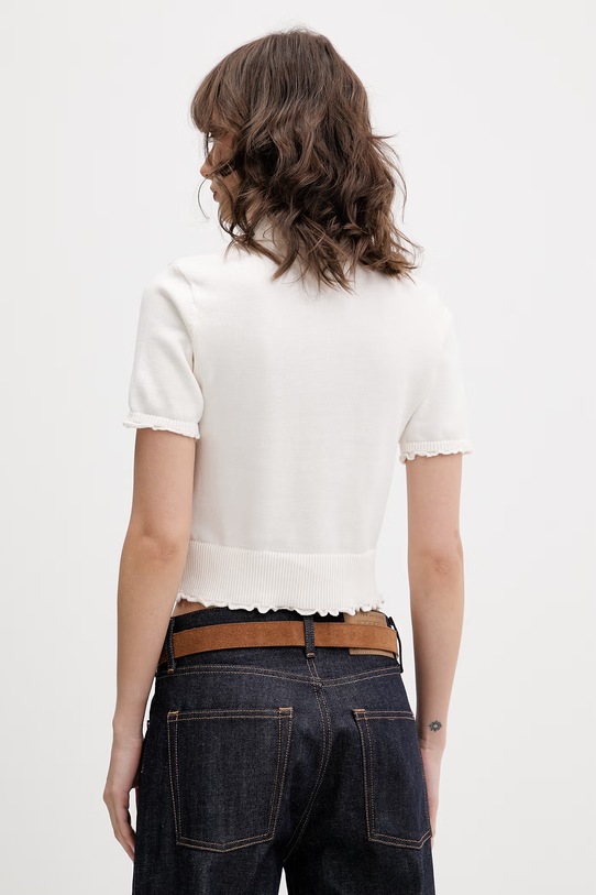 Odzież Tommy Jeans polo swetrowe damskie bawełniane DW0DW22597 beżowy