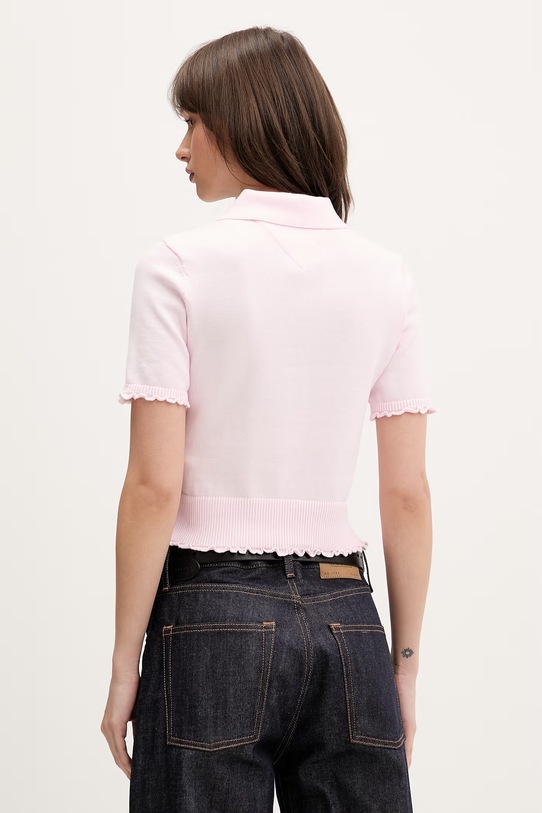 Odzież Tommy Jeans polo swetrowe damskie bawełniane DW0DW22597 różowy