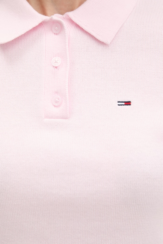Tommy Jeans polo swetrowe damskie bawełniane DW0DW22597 różowy