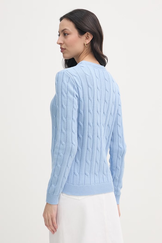 Odzież U.S. Polo Assn. sweter damski bawełniany CREW NECK CABLE WUP0398 niebieski