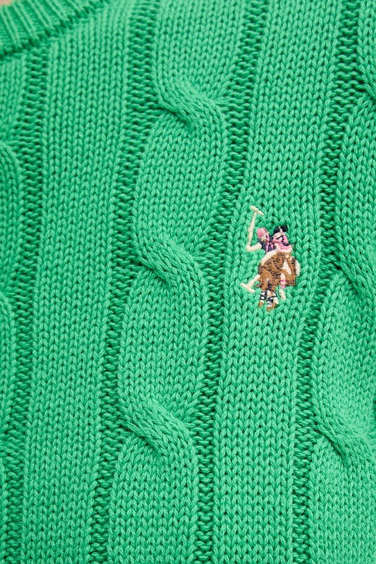 U.S. Polo Assn. sweter damski bawełniany CREW NECK CABLE WUP0398 zielony