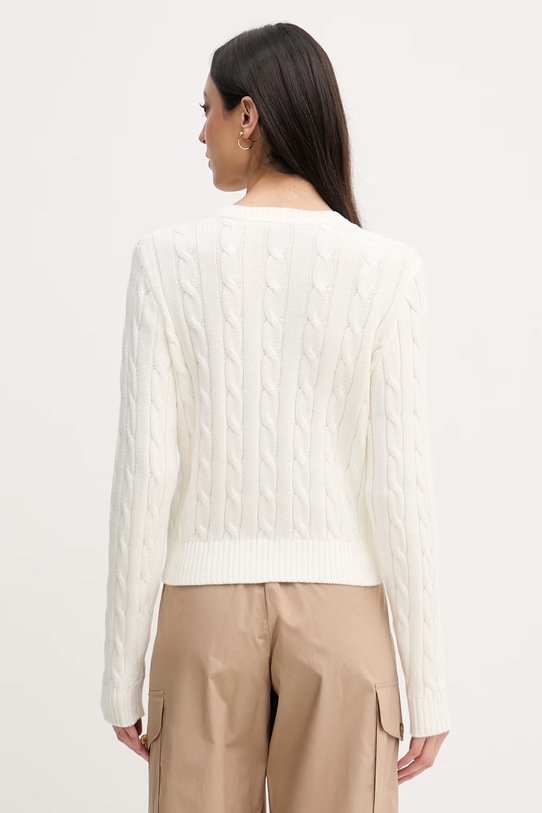 Oblečenie U.S. Polo Assn. kardigán dámsky bavlnený CABLE KNIT WUP0400 béžová