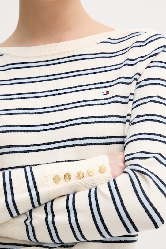 Tommy Hilfiger пуловер дамски с памук WW0WW40099. бежов