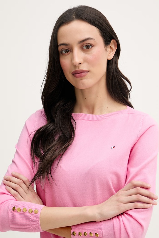Tommy Hilfiger sveter dámsky s bavlnou ružová WW0WW40099.