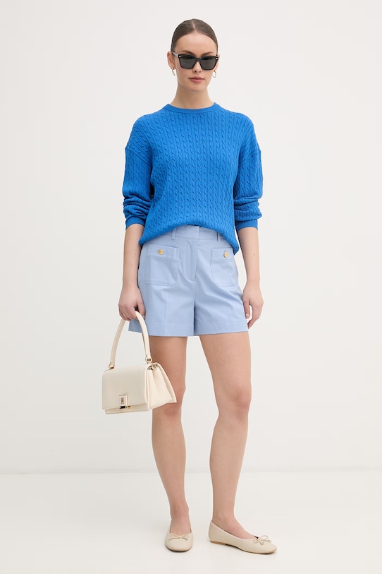 Tommy Hilfiger sweter damski z bawełną WW0WW48498 niebieski SS26