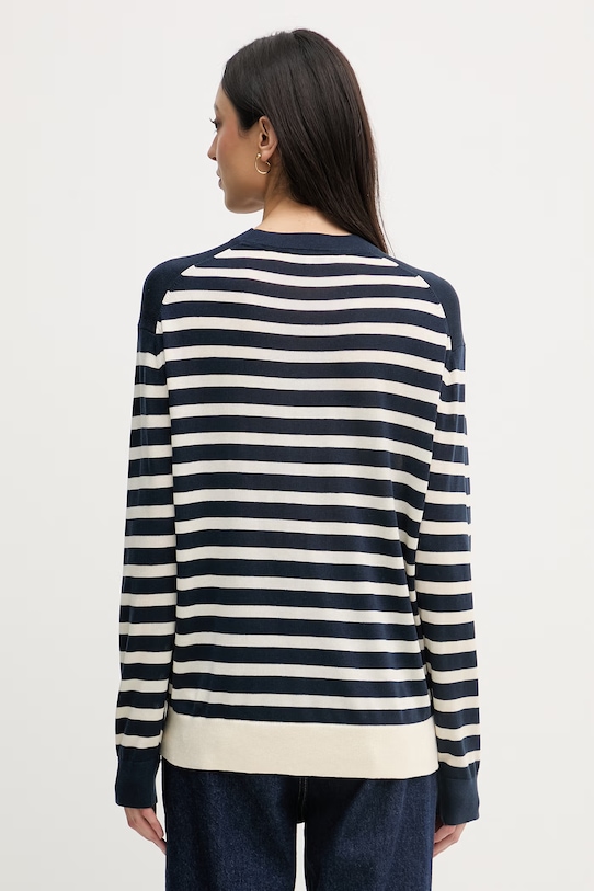 Дрехи Tommy Hilfiger пуловер дамски с добавена коприна WW0WW48501 тъмносин