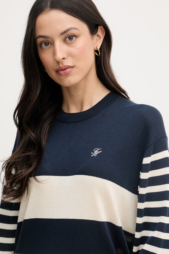 Tommy Hilfiger пуловер дамски с добавена коприна тъмносин WW0WW48501