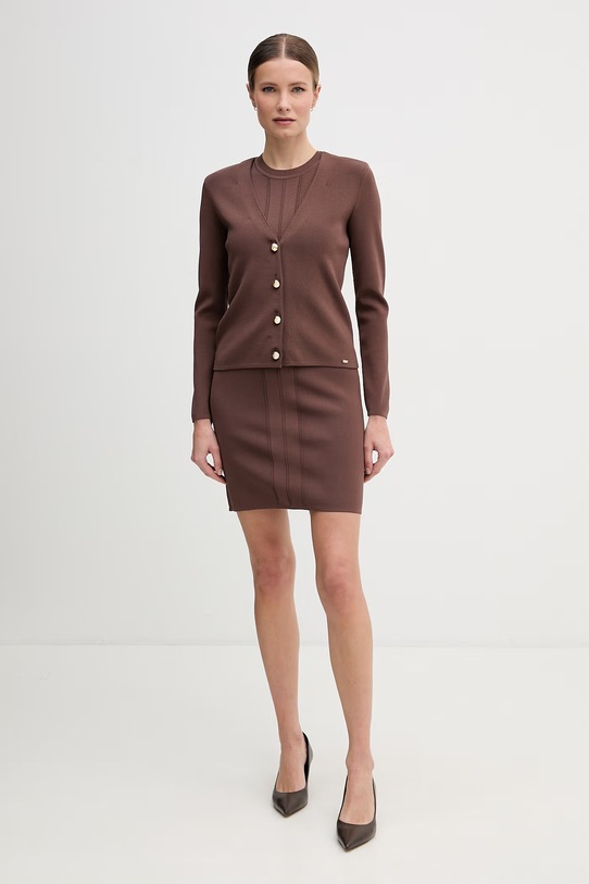 Gaudi kardigan damski z wiskozy 611FD53008 brązowy SS26