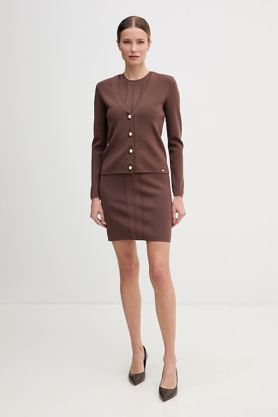 Gaudi kardigan damski z wiskozy 611FD53008 brązowy SS26