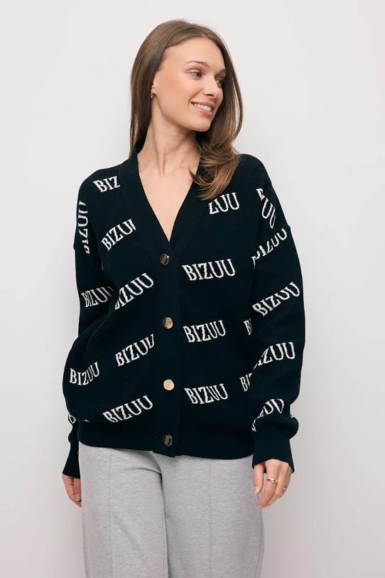 Bizuu kardigan bawełniany KYLE wzorzyste czarny KYLE.CZARNY