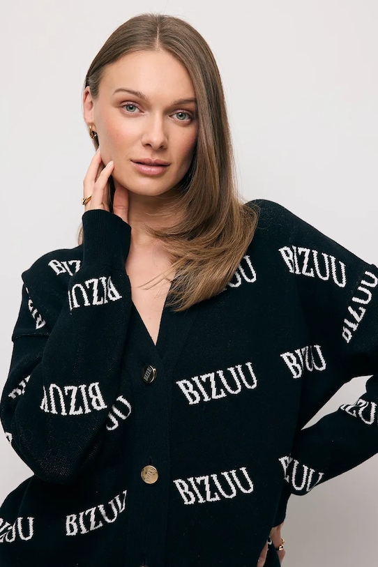 Odzież Bizuu kardigan bawełniany KYLE KYLE.CZARNY czarny