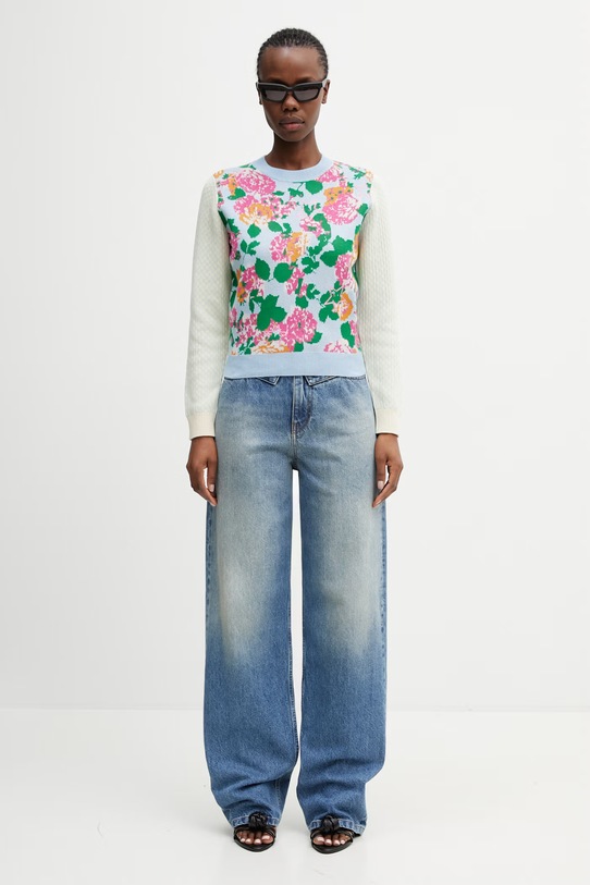 Kenzo Jumper sweter z wełną damski FG52PU7453DY niebieski