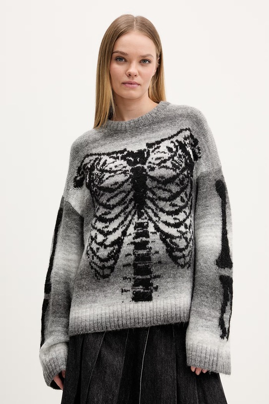 Светр з домішкою вовни The Ragged Priest з додаванням вовни сірий RPHL251057KW