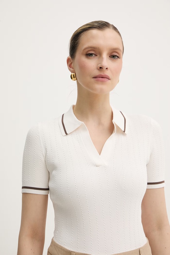 Armani Exchange polo swetrowe damskie z wiskozą beżowy XW001897.AF10352