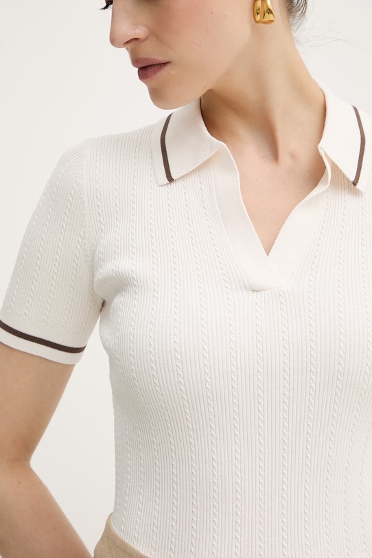 Armani Exchange polo swetrowe damskie z wiskozą XW001897.AF10352 beżowy