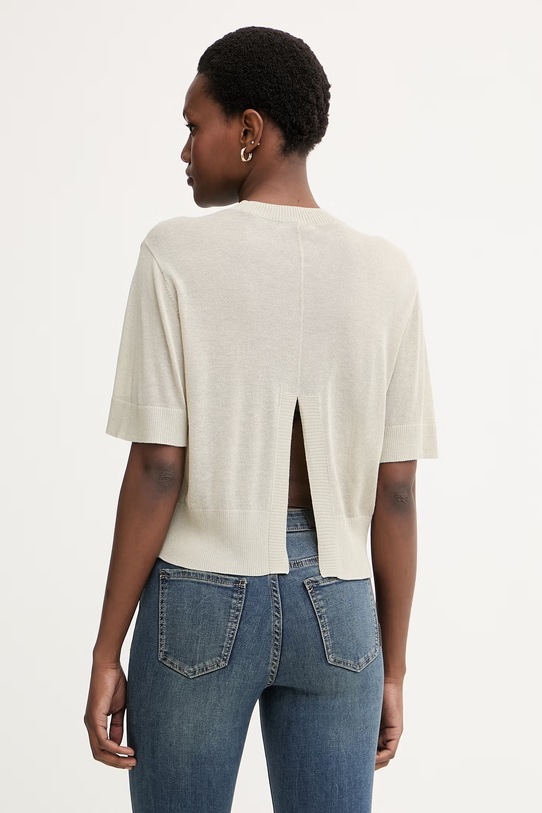 Одяг Armani Exchange светр з короткими рукавами жіночий з додаванням льону XW001912.AF21575 бежевий