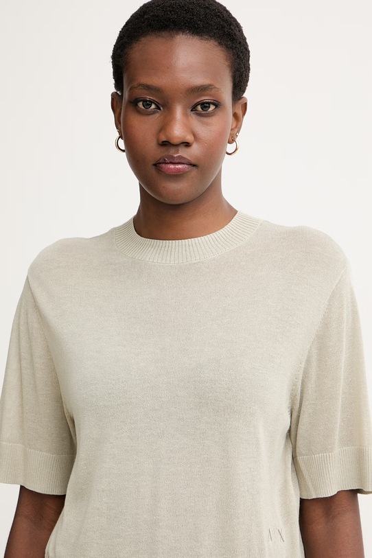 Armani Exchange светр з короткими рукавами жіночий з додаванням льону бежевий XW001912.AF21575