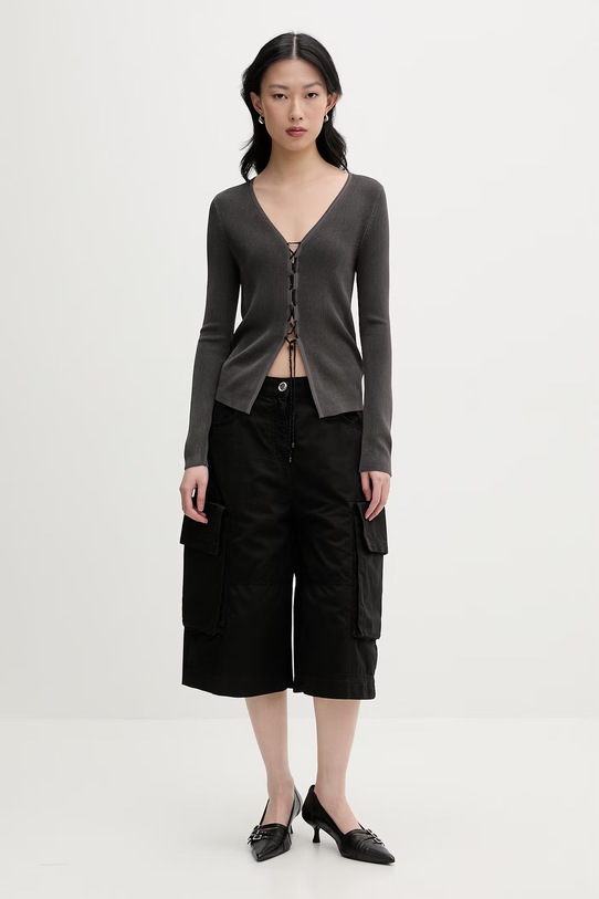 Miss Sixty kardigan damski z dodatkiem jedwabiu 6M1RJ13000 szary SS26