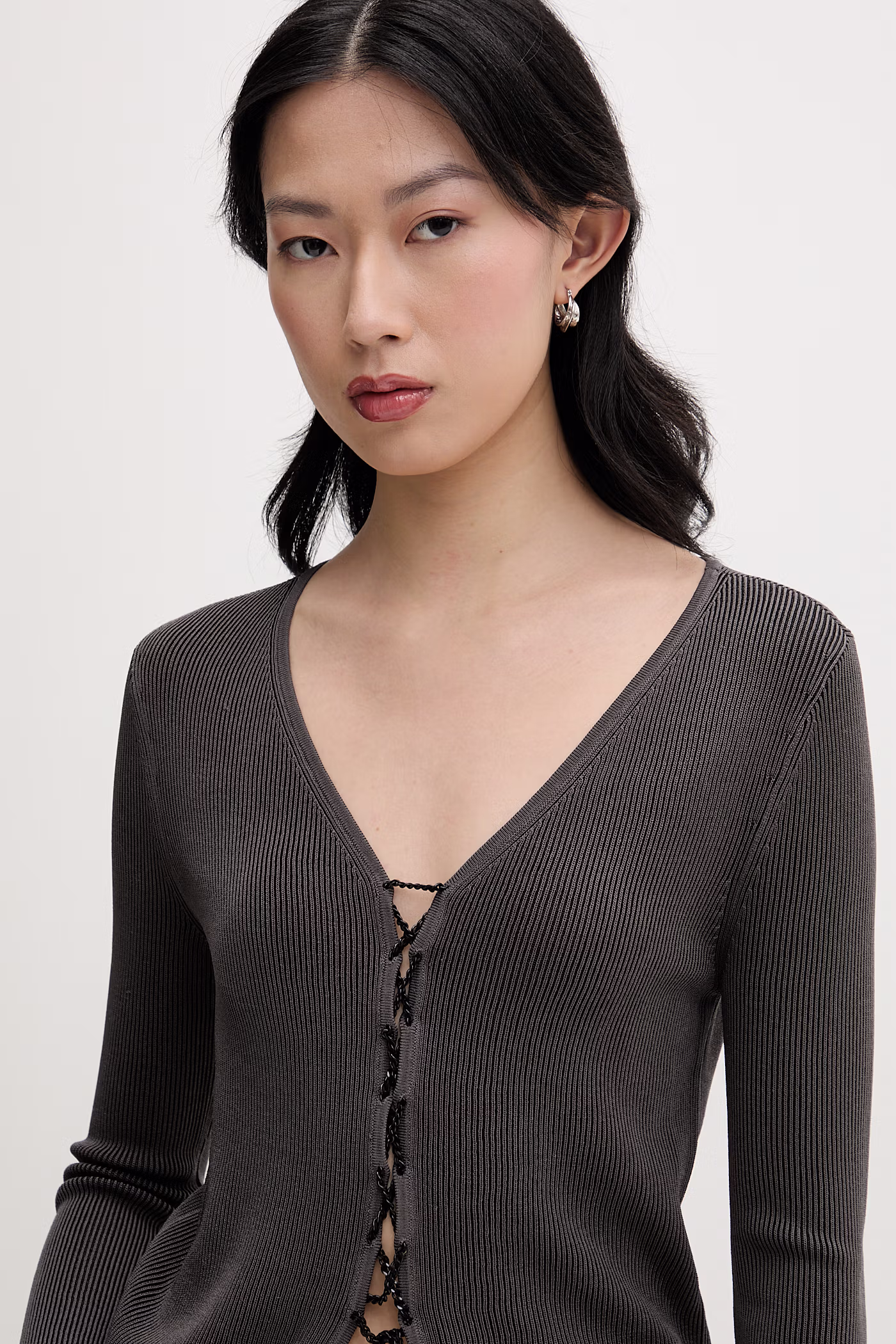 Miss Sixty kardigan damski z dodatkiem jedwabiu szary 6M1RJ13000