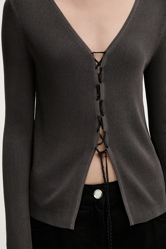 Miss Sixty kardigan damski z dodatkiem jedwabiu 6M1RJ13000 szary