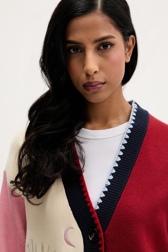 Πλεκτή ζακέτα Never Fully Dressed κόκκινο NFDKN829