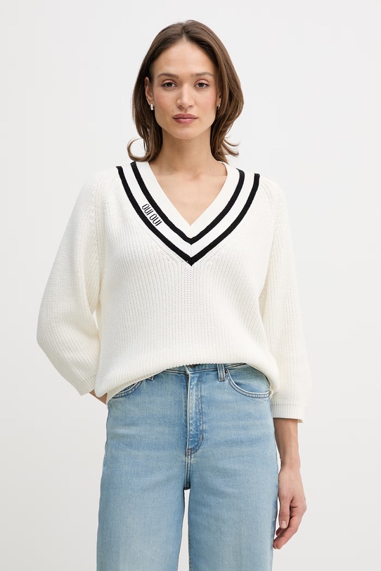 OUI sweter damski bawełniany beżowy 96499