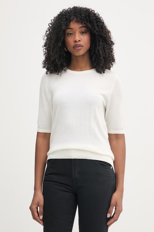 BOSS Orange sweter z domieszką kaszmiru C Fiaffu okrągły beżowy 50557077