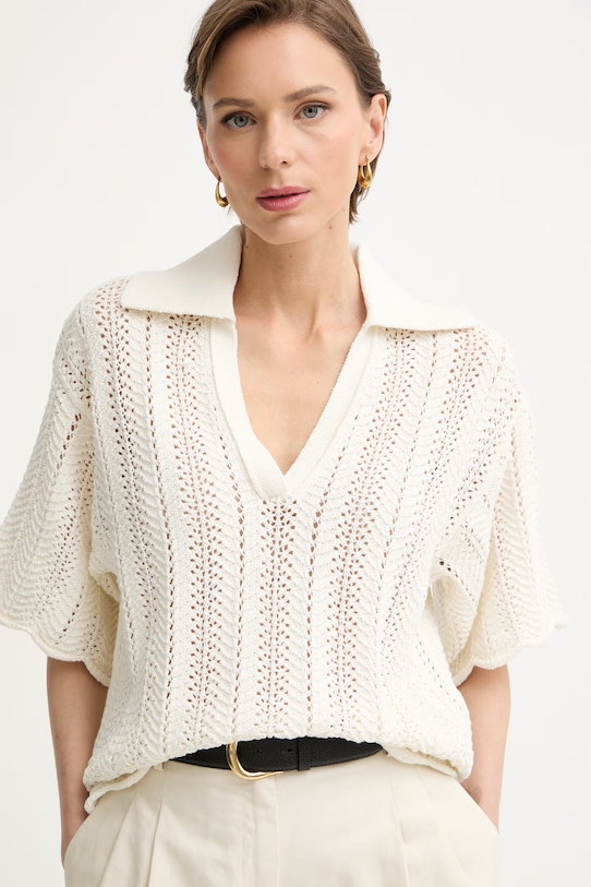 BOSS Orange sweter damski z bawełną C Fordeaux beżowy 50559808